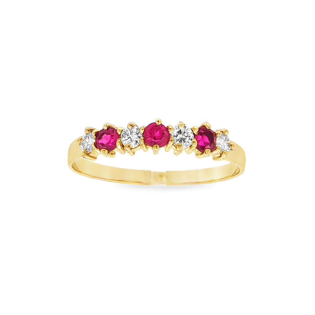 ANILLO CINQUILLO ROJO CON DIAMANTES