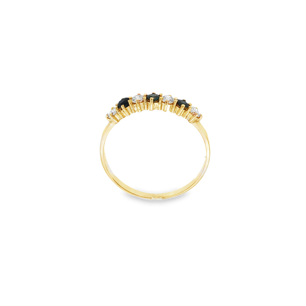 ANILLO CINQUILLO AZUL CON DIAMANTES