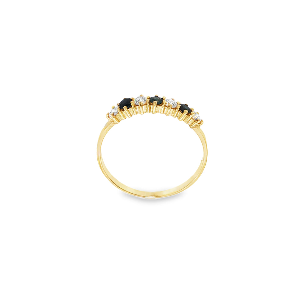 ANILLO CINQUILLO AZUL CON DIAMANTES