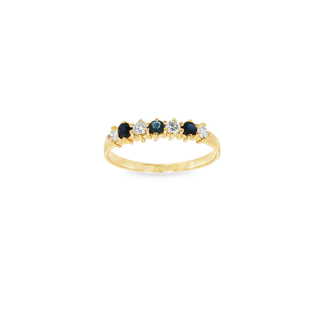 ANILLO CINQUILLO AZUL CON DIAMANTES