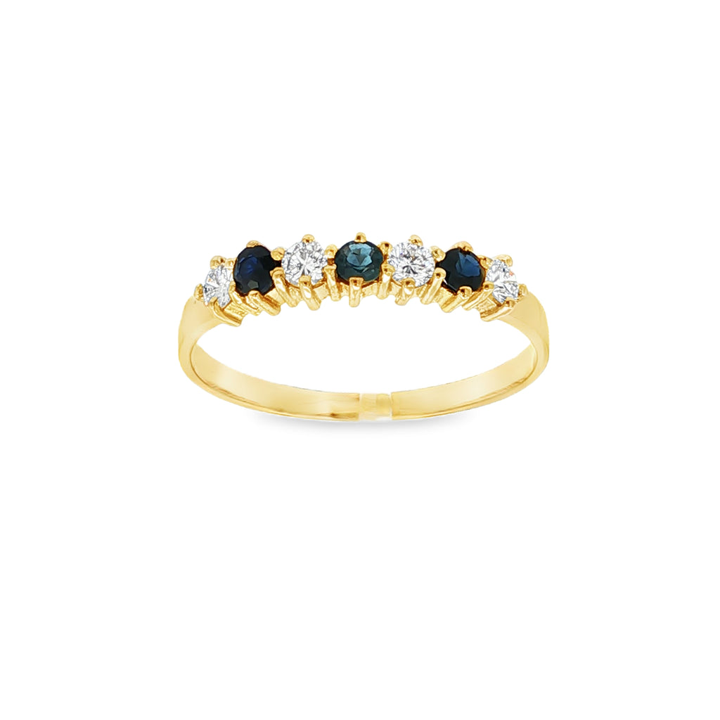 ANILLO CINQUILLO AZUL CON DIAMANTES