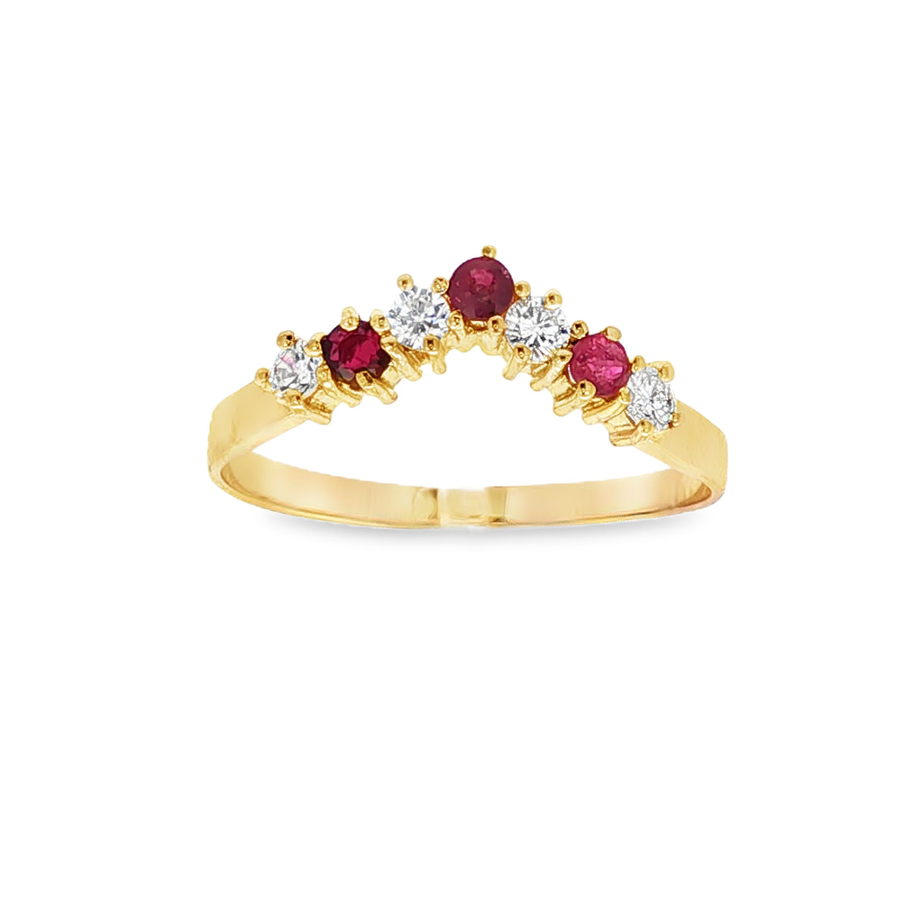 ANILLO PICO CON RUBIES Y DIAMANTES