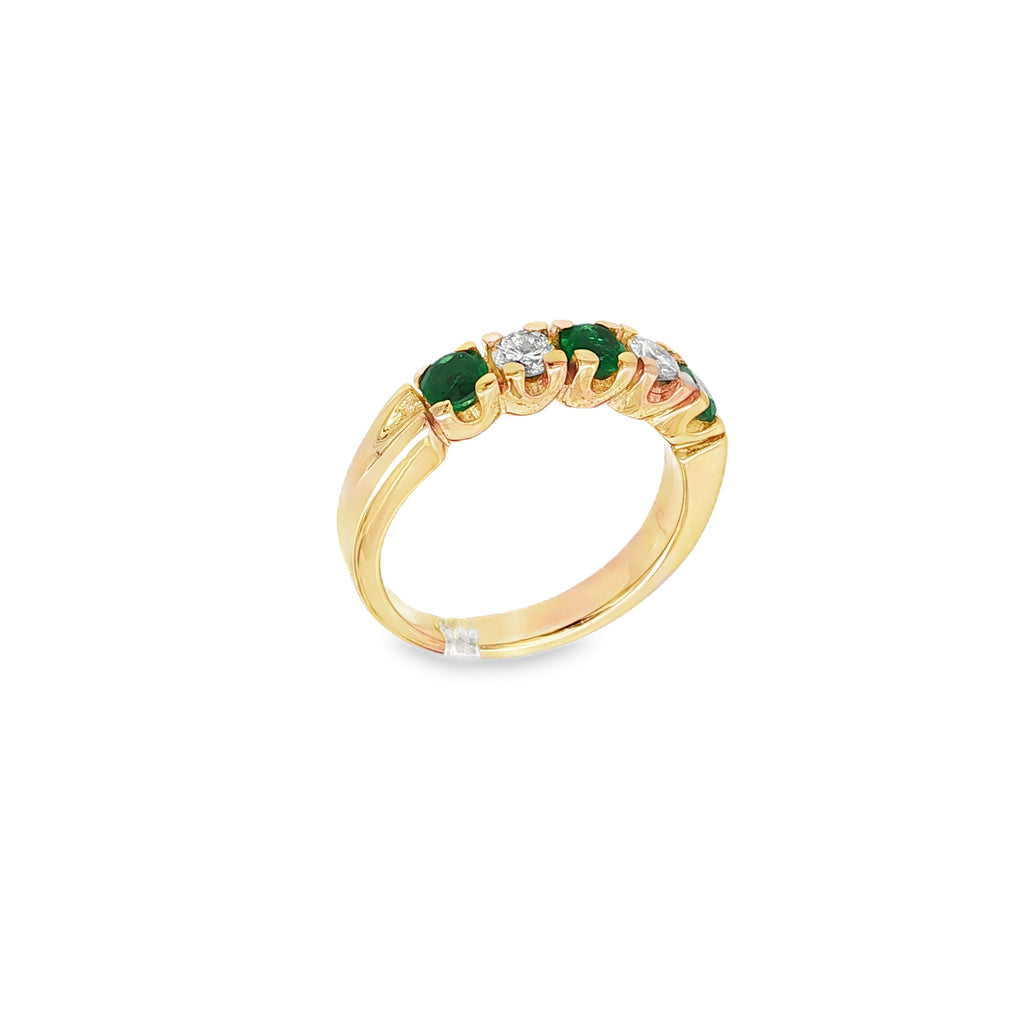 ANILLO CINQUILLO CON DIAMANTES Y ESMERALDAS