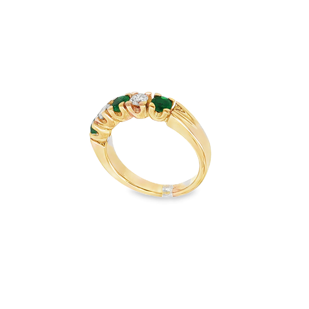 ANILLO CINQUILLO CON DIAMANTES Y ESMERALDAS