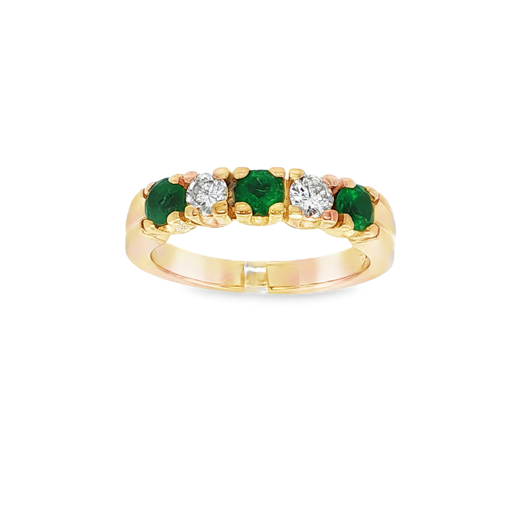 ANILLO CINQUILLO CON DIAMANTES Y ESMERALDAS