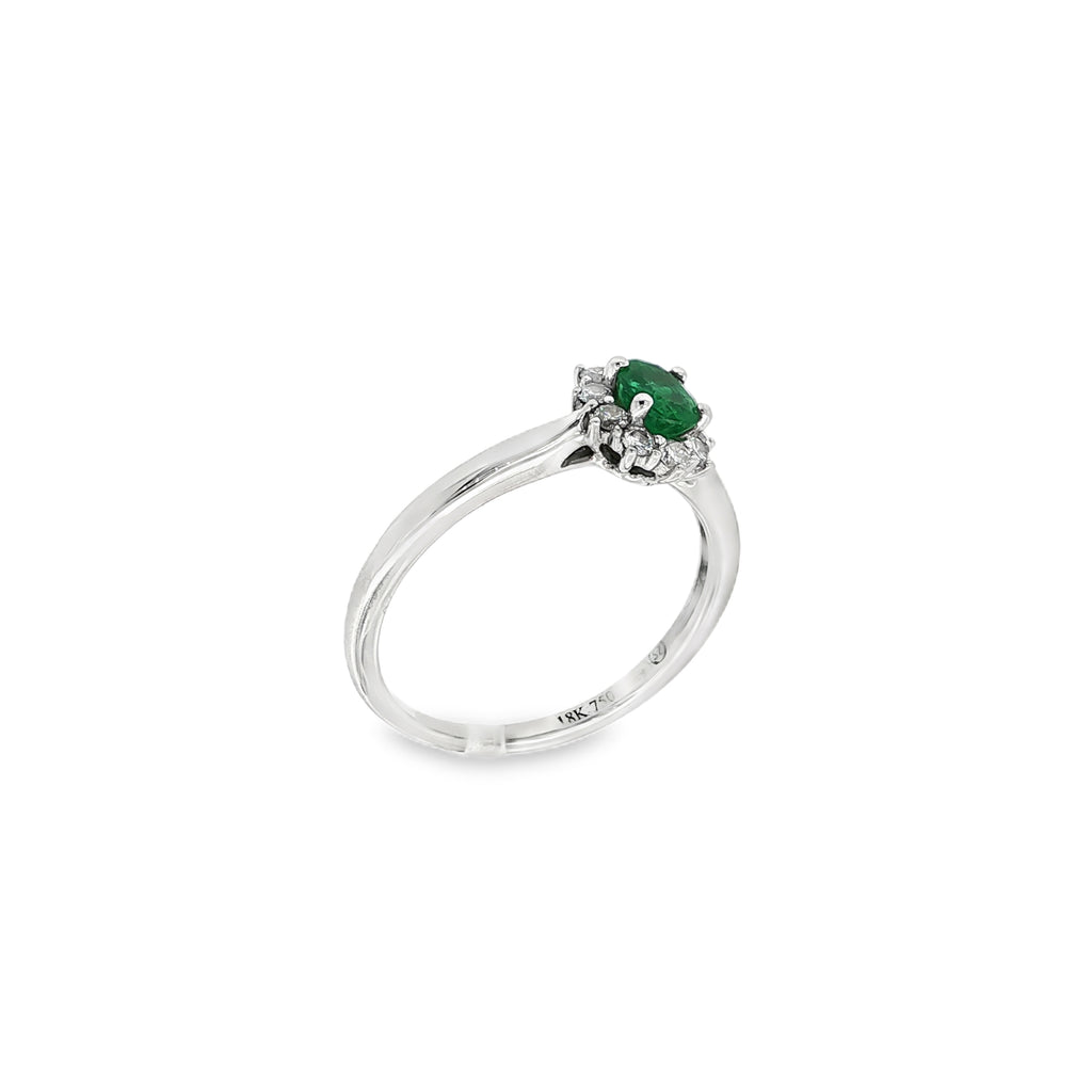 ANILLO ORO BLANCO CON ESMERALDA Y DIAMANTES