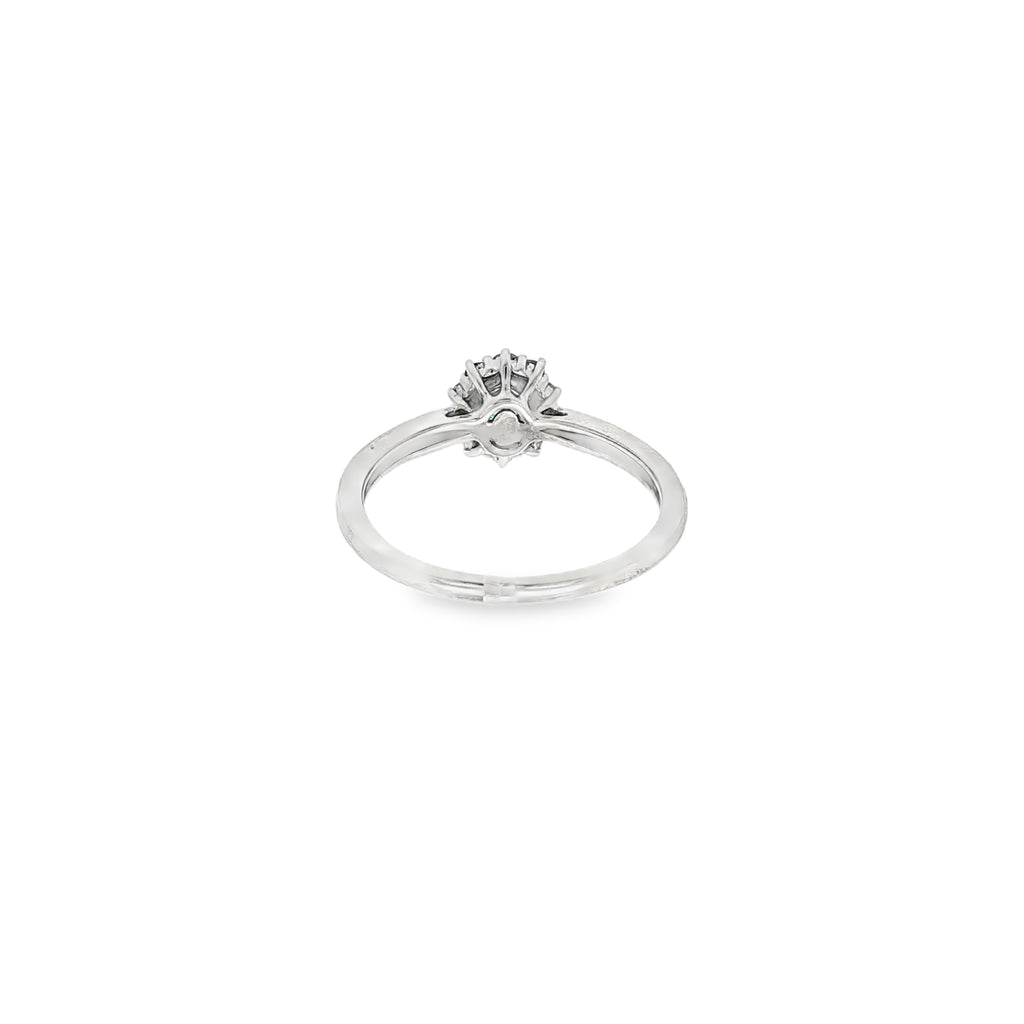 ANILLO ORO BLANCO CON ESMERALDA Y DIAMANTES