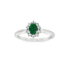 ANILLO ORO BLANCO CON ESMERALDA Y DIAMANTES
