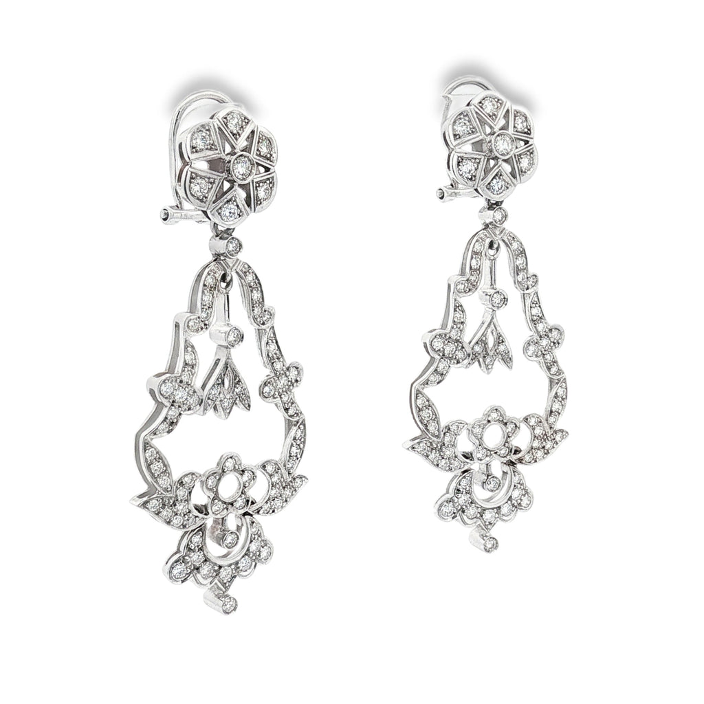PENDIENTES VINTAGE ORO BLANCO Y BRILLANTES