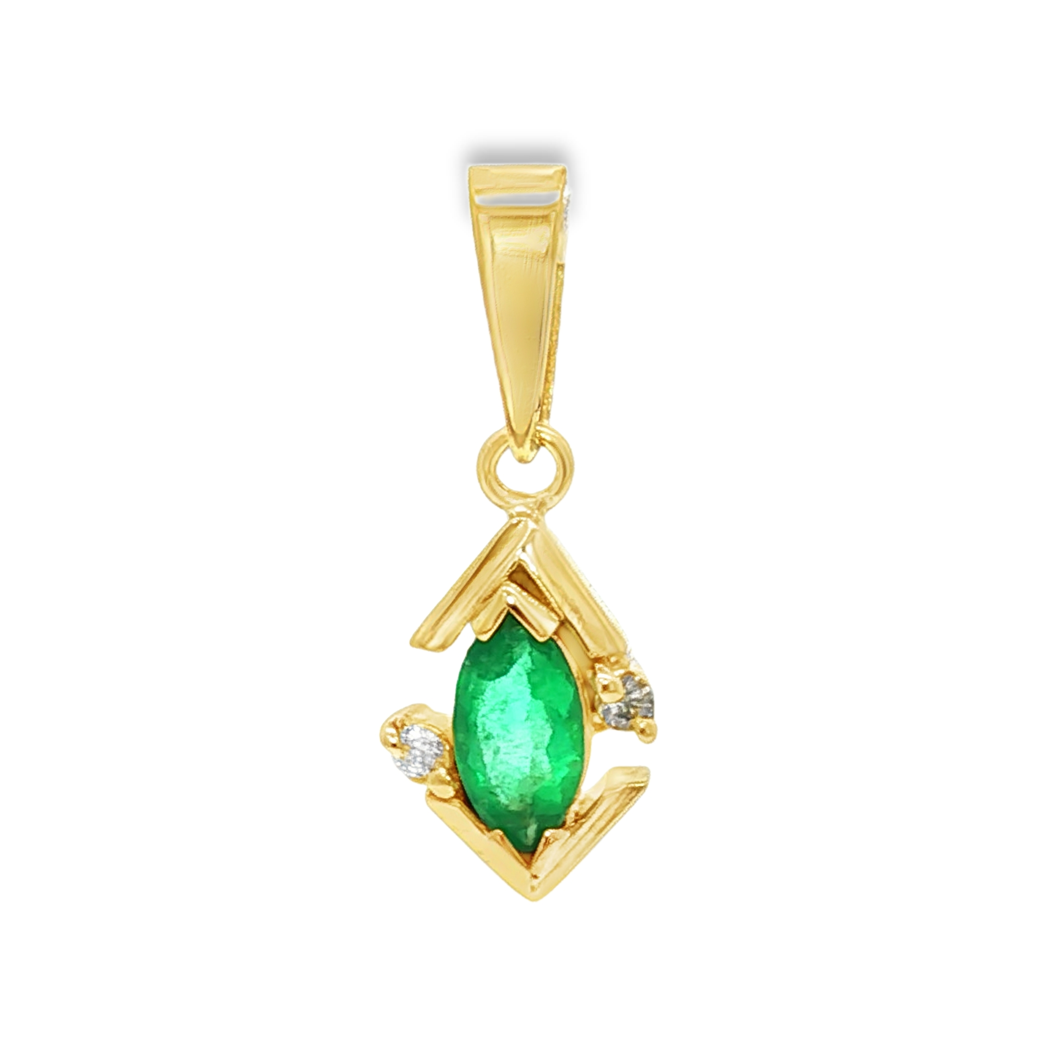 COLGANTE PICOS CON ESMERALDA Y BRILLANTES