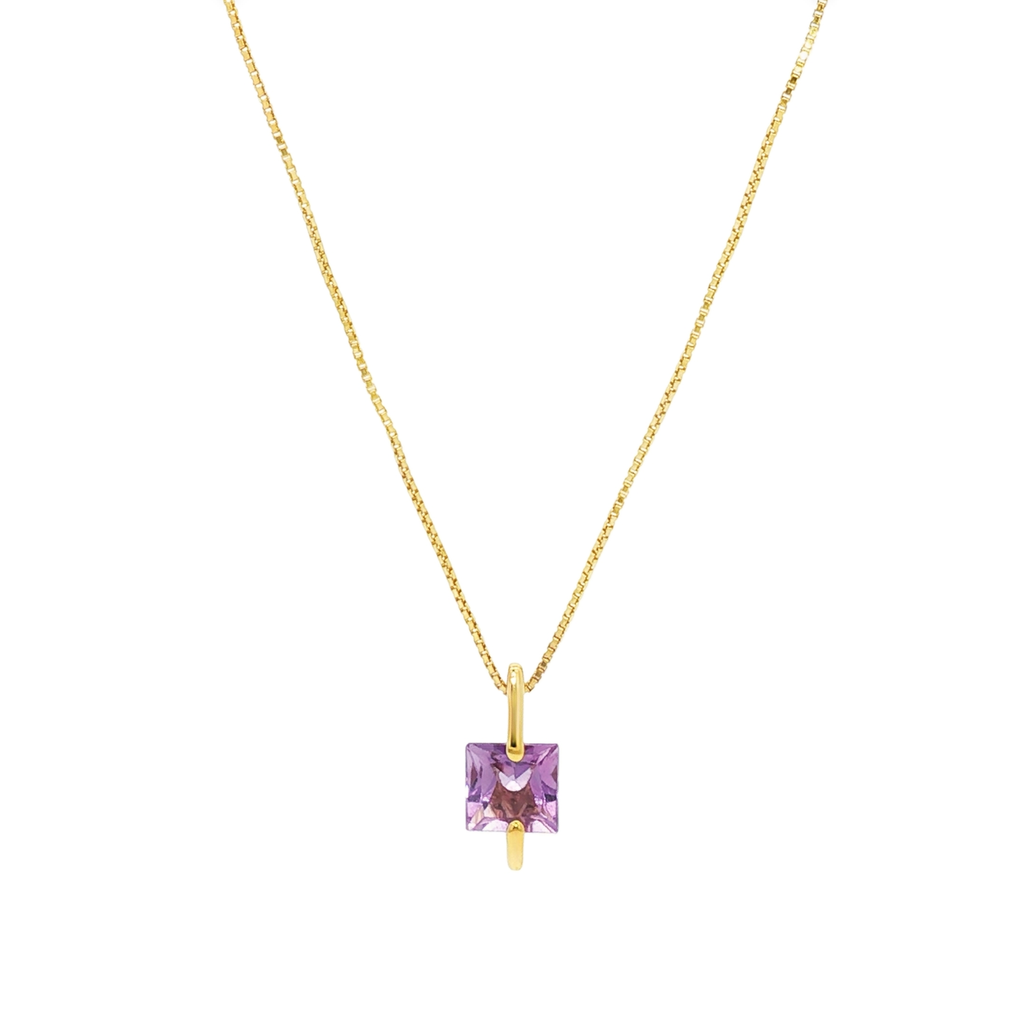 CADENA VENECIANA + COLGANTE CON CIRCONITA LILA