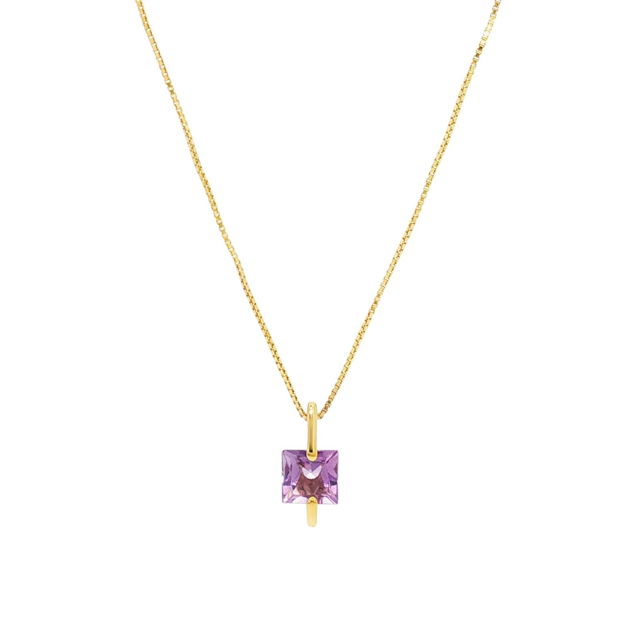 CADENA VENECIANA + COLGANTE CON CIRCONITA LILA