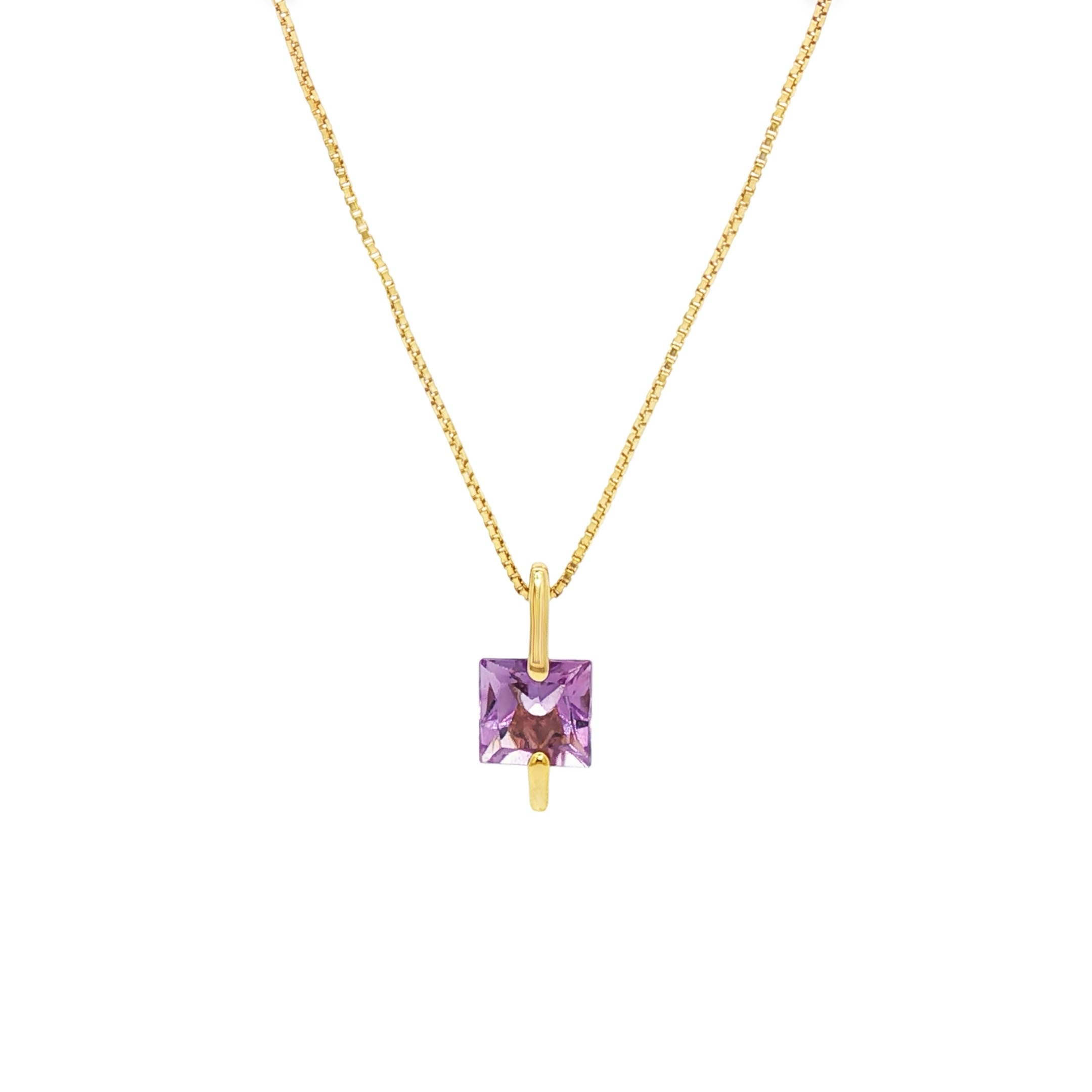 CADENA VENECIANA + COLGANTE CON CIRCONITA LILA
