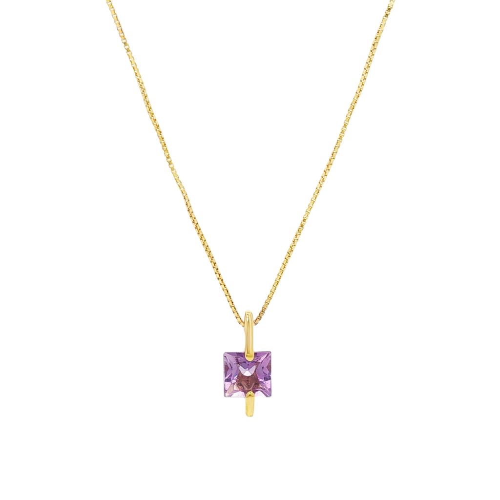 CADENA VENECIANA + COLGANTE CON CIRCONITA LILA