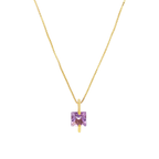 CADENA VENECIANA + COLGANTE CON CIRCONITA LILA