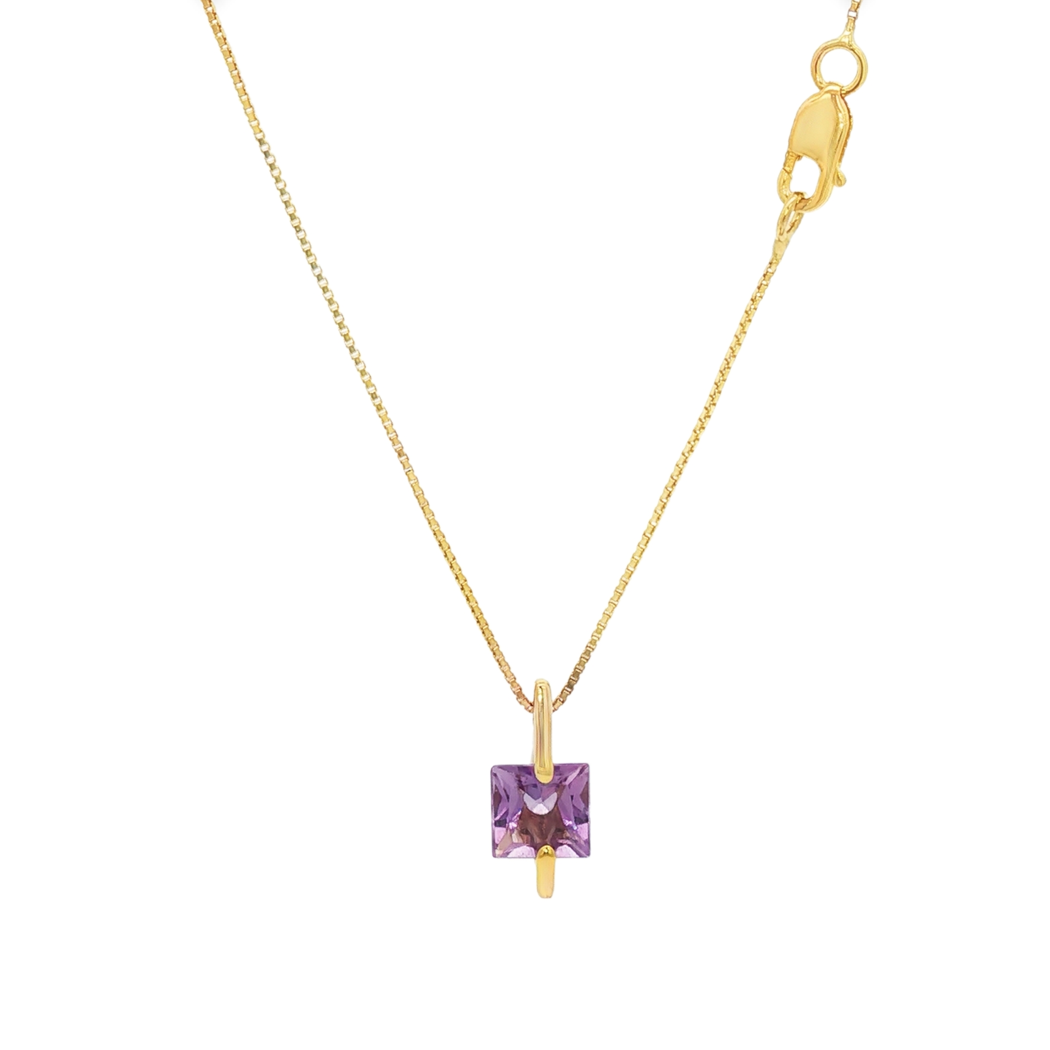CADENA VENECIANA + COLGANTE CON CIRCONITA LILA