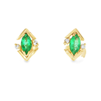 PENDIENTES PICOS CON ESMERALDAS Y BRILLANTES