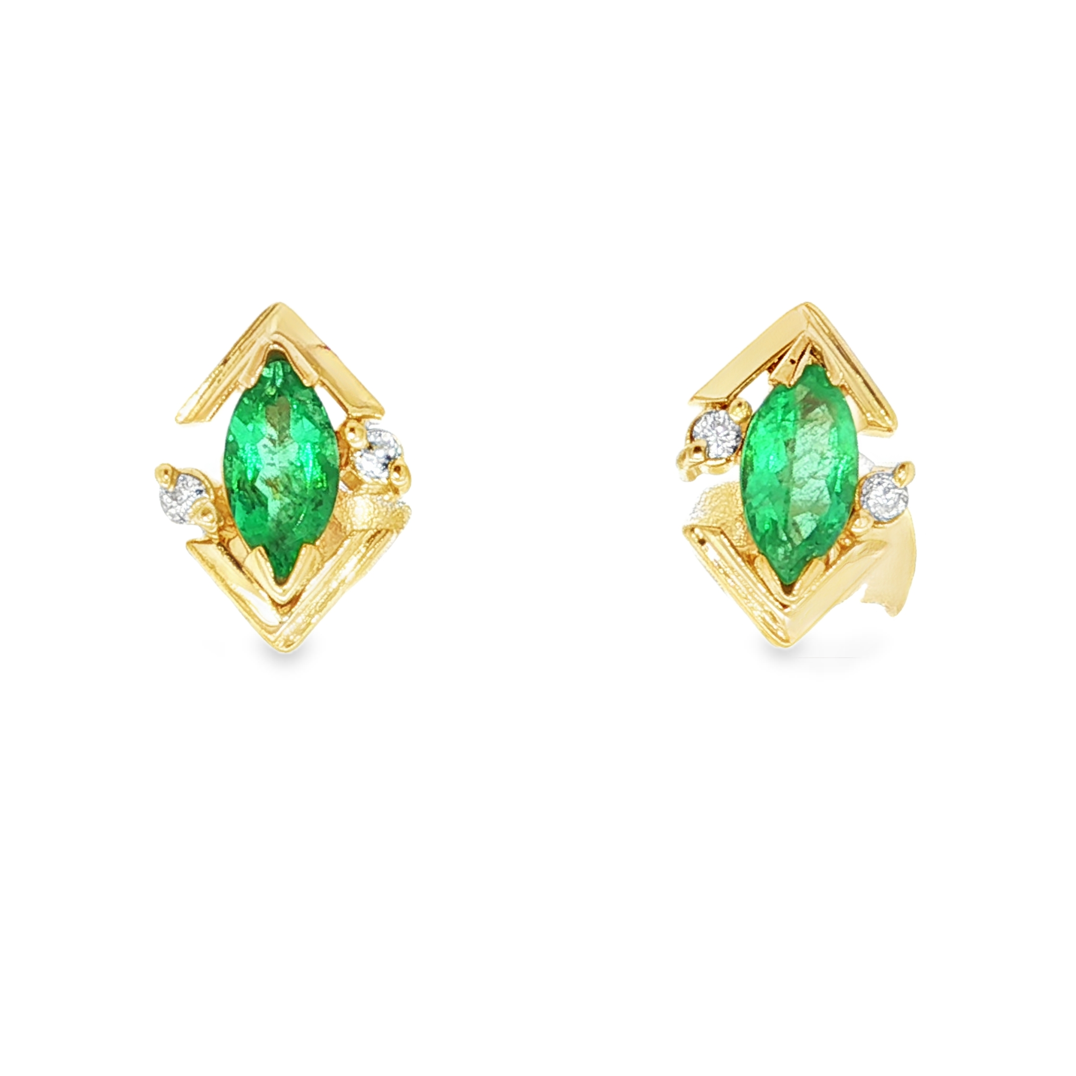 PENDIENTES PICOS CON ESMERALDAS Y BRILLANTES
