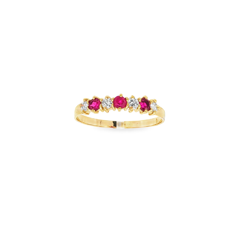 ANILLO CINQUILLO ROJO CON DIAMANTES