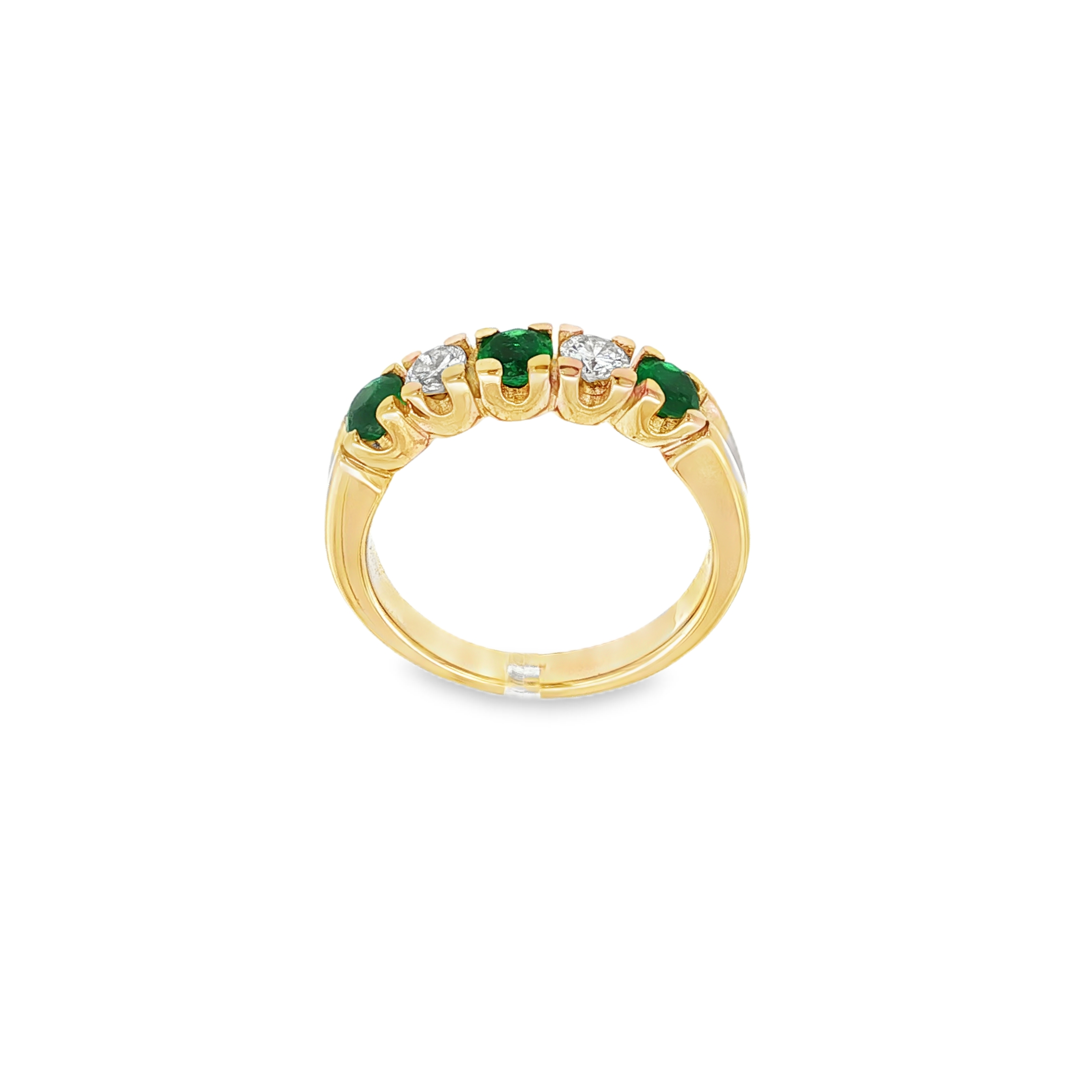 ANILLO CINQUILLO CON DIAMANTES Y ESMERALDAS
