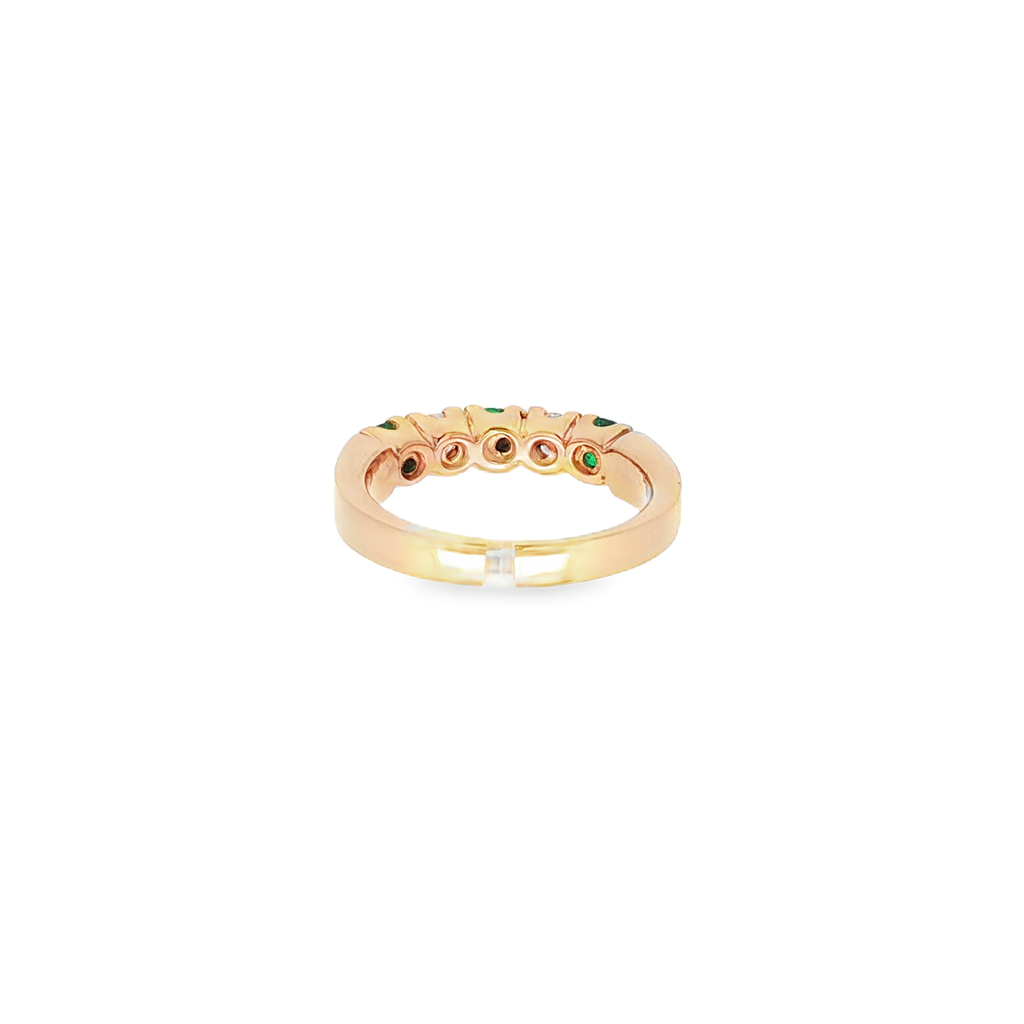 ANILLO CINQUILLO CON DIAMANTES Y ESMERALDAS