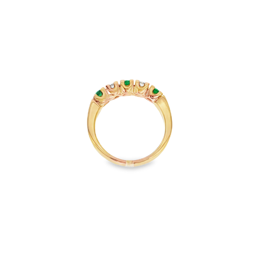 ANILLO CINQUILLO CON DIAMANTES Y ESMERALDAS