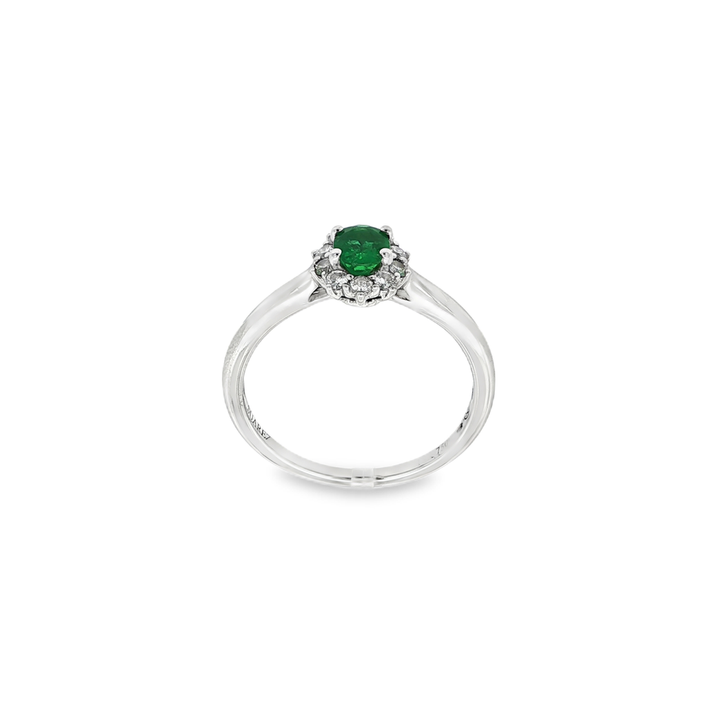 ANILLO ORO BLANCO CON ESMERALDA Y DIAMANTES