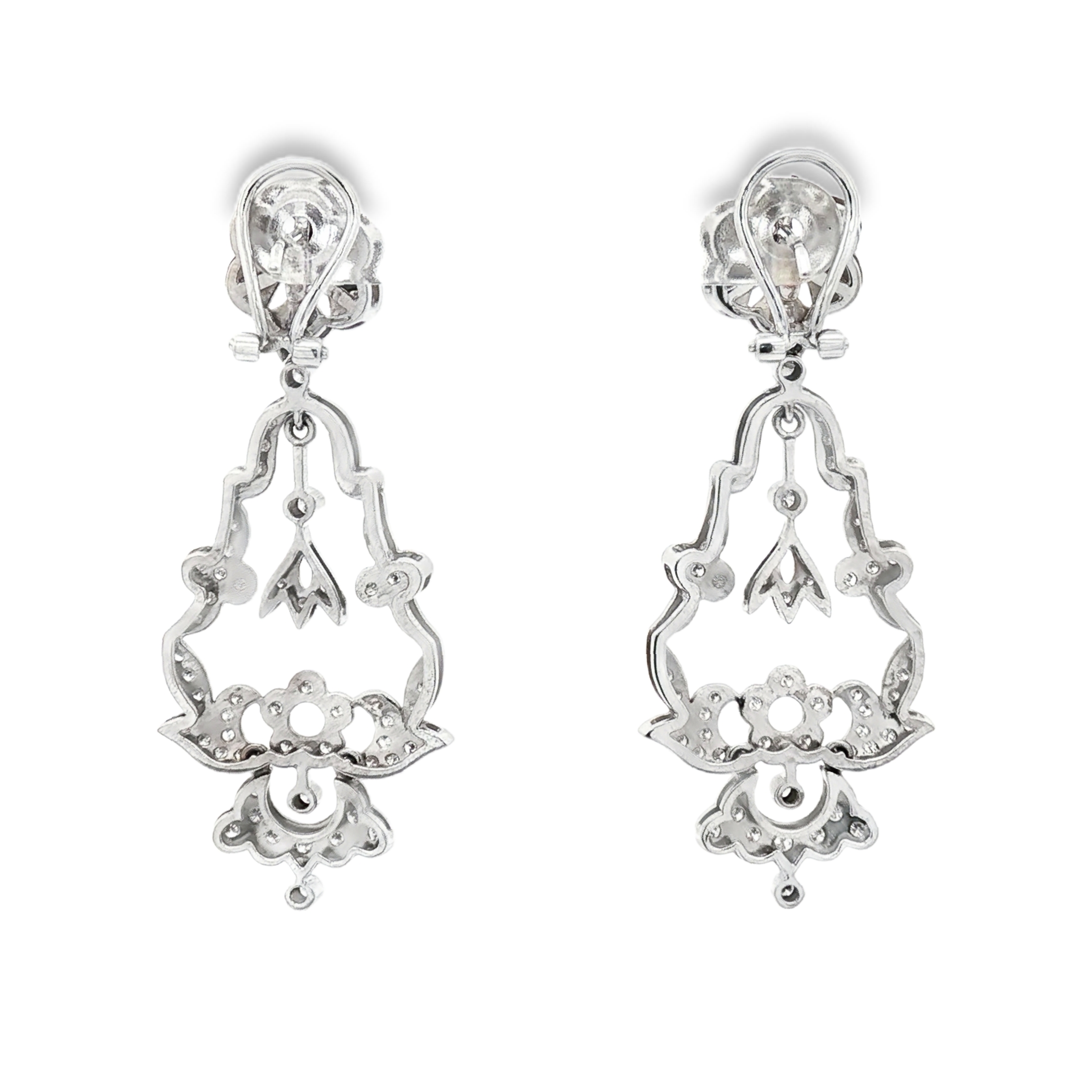 PENDIENTES VINTAGE ORO BLANCO Y BRILLANTES