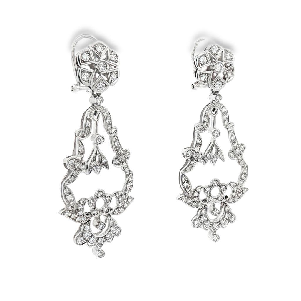 PENDIENTES VINTAGE ORO BLANCO Y BRILLANTES