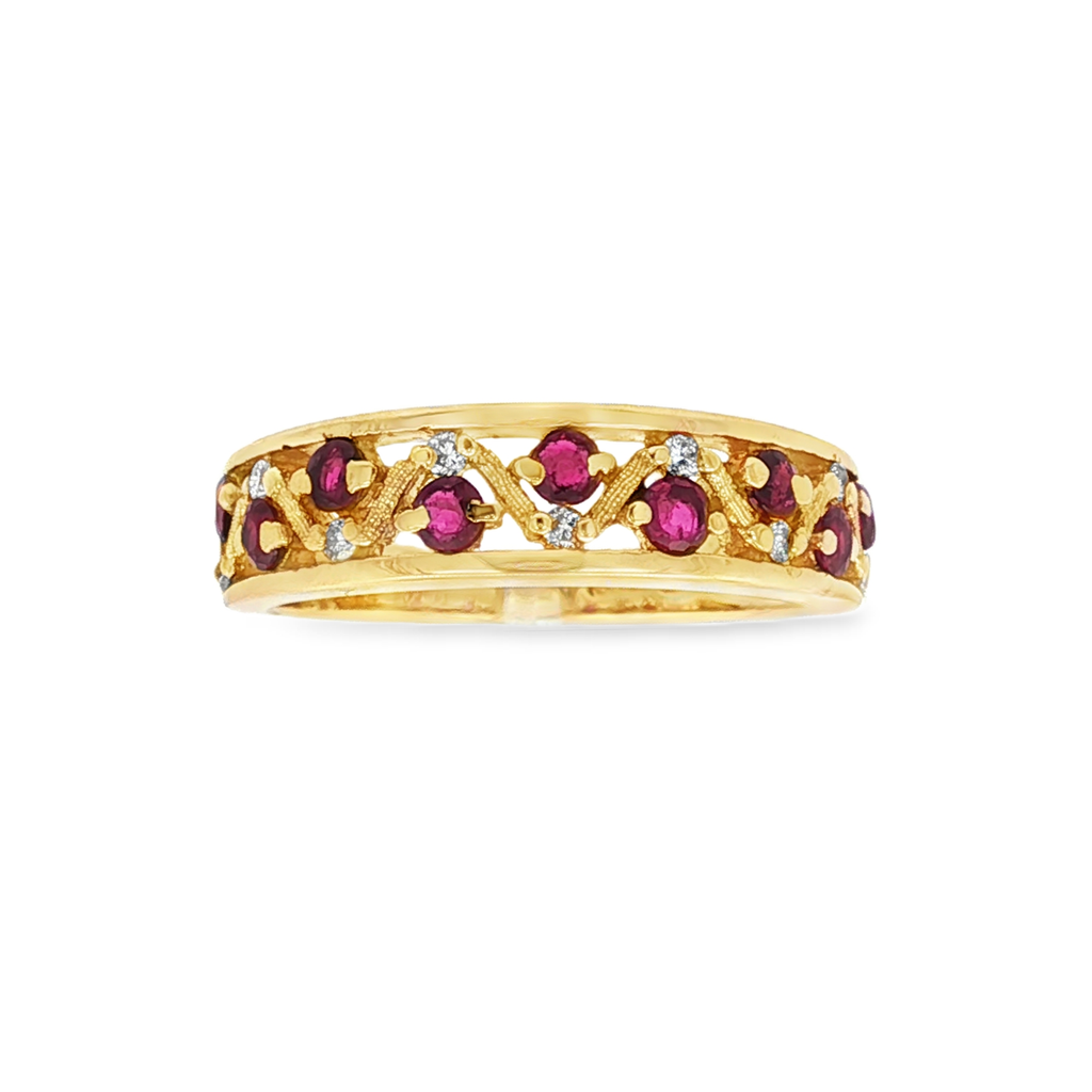 ANILLO CON DIAMANTES Y RUBIES