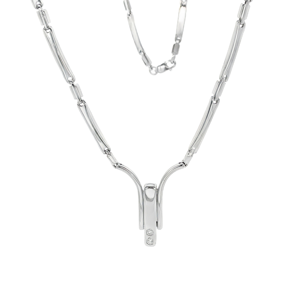 COLLAR DE ORO BLANCO CON DIAMANTE