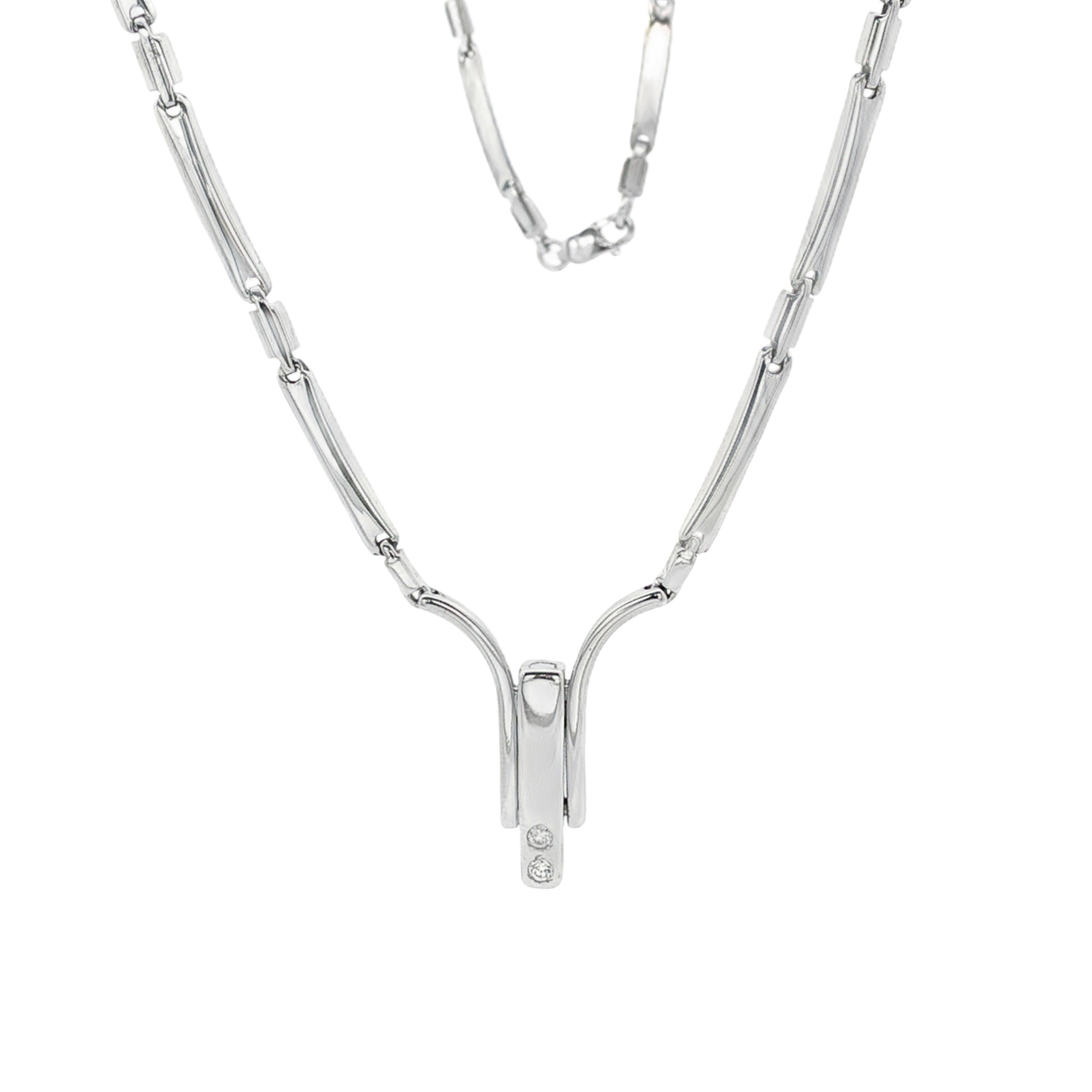 COLLAR DE ORO BLANCO CON DIAMANTE