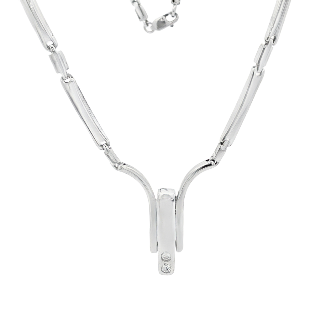 COLLAR DE ORO BLANCO CON DIAMANTE