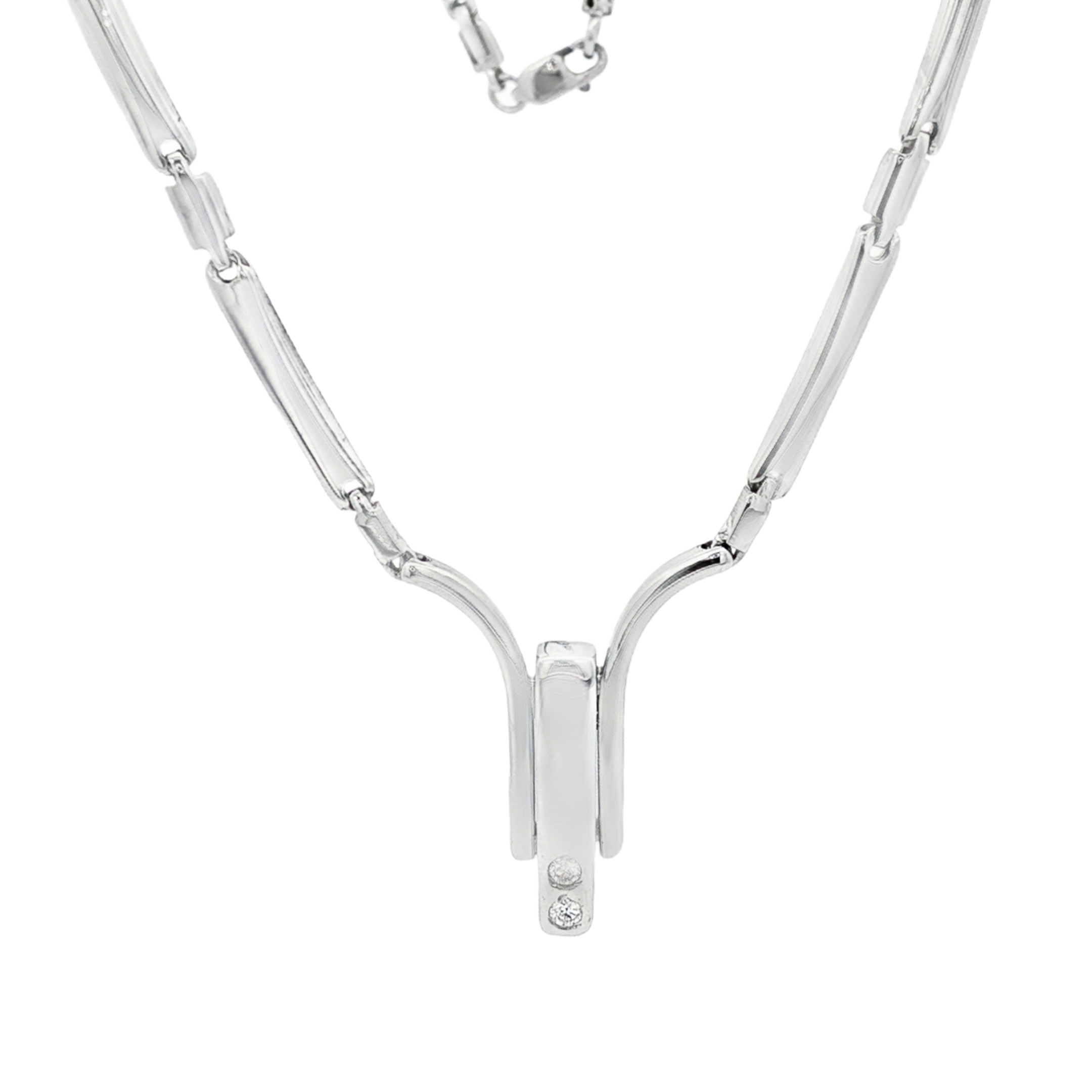 COLLAR DE ORO BLANCO CON DIAMANTE