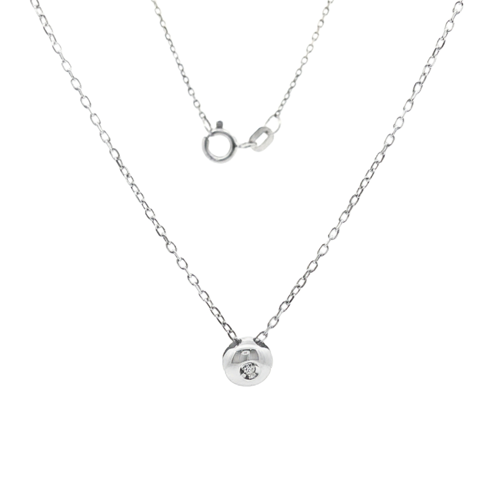CADENA + COLGANTE DE ORO BLANCO CON BRILLANTE