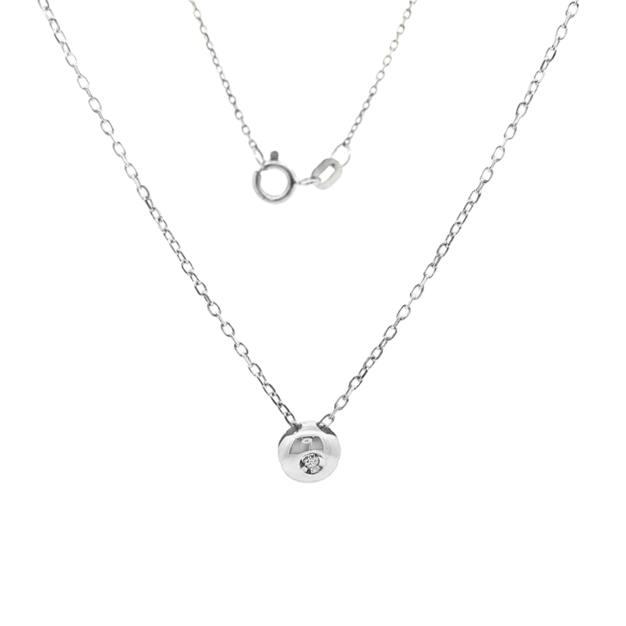 CADENA + COLGANTE DE ORO BLANCO CON BRILLANTE