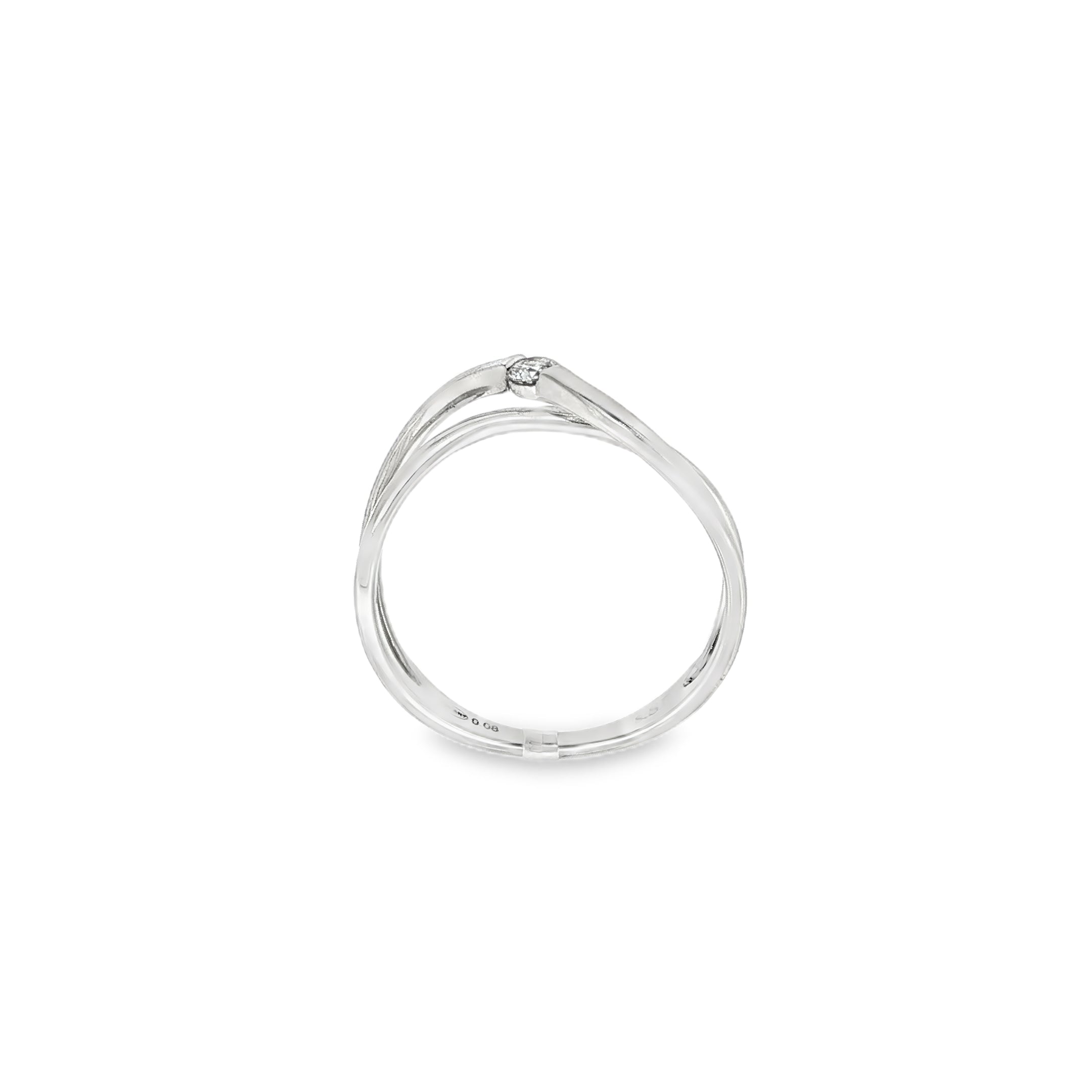 ANILLO ORO BLANCO Y DIAMANTE CRUZADO