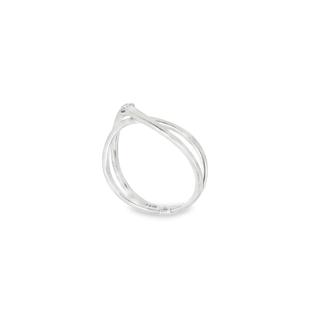 ANILLO ORO BLANCO Y DIAMANTE CRUZADO