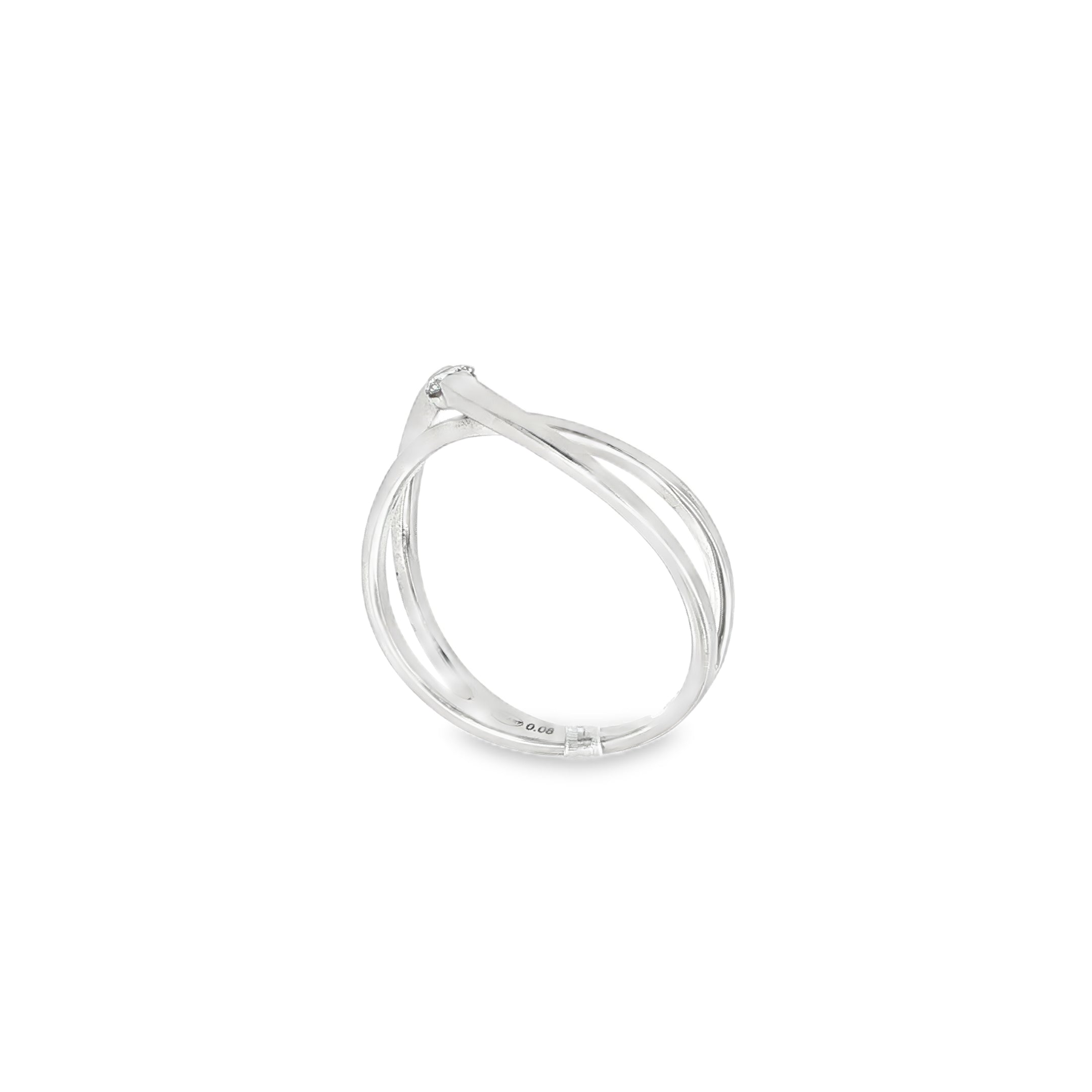 ANILLO ORO BLANCO Y DIAMANTE CRUZADO