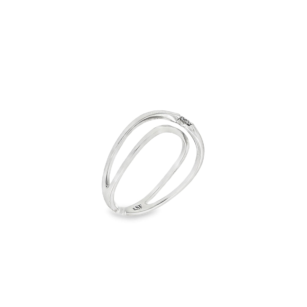 ANILLO ORO BLANCO Y DIAMANTE CRUZADO