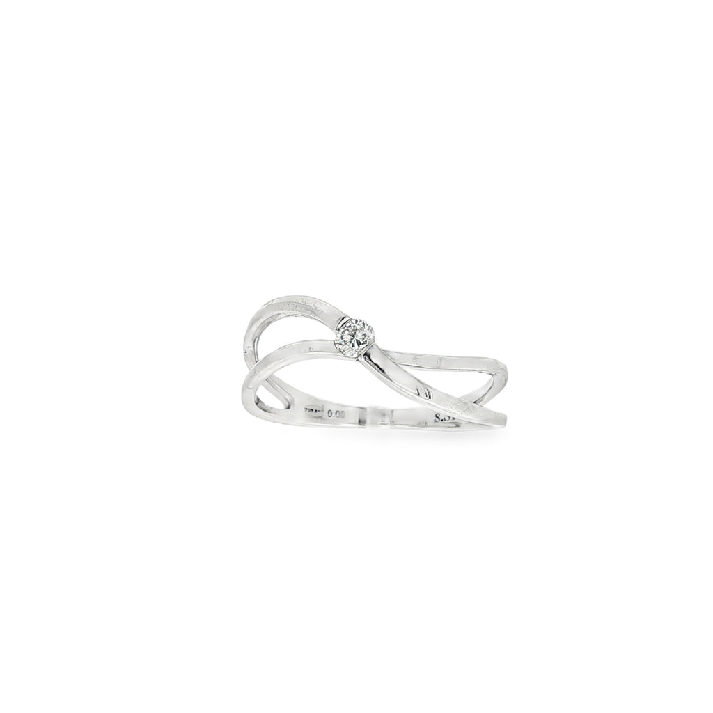 ANILLO ORO BLANCO Y DIAMANTE CRUZADO