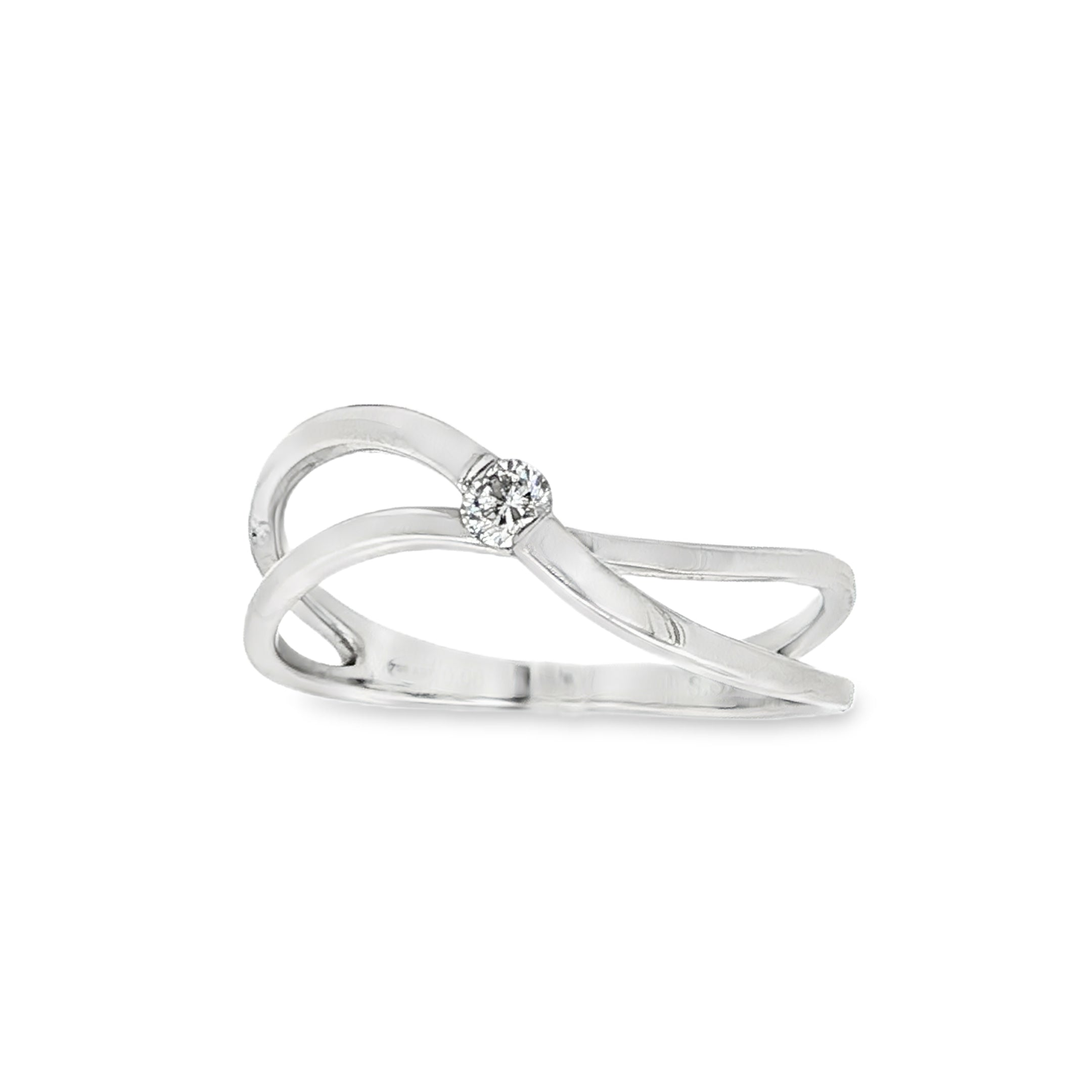 ANILLO ORO BLANCO Y DIAMANTE CRUZADO