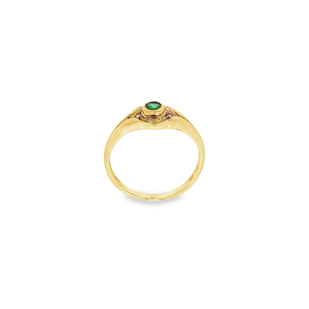 ANILLO SELLO ESMERALDA Y BRILLANTES