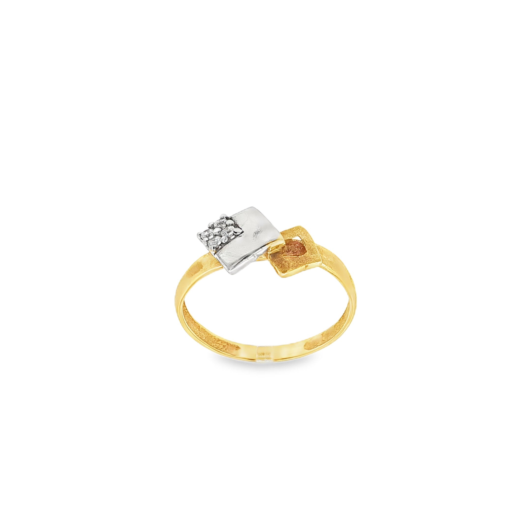 CONJUNTO PENDIENTES Y ANILLO BICOLOR CON CIRCONITAS