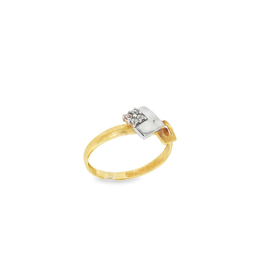 CONJUNTO PENDIENTES Y ANILLO BICOLOR CON CIRCONITAS