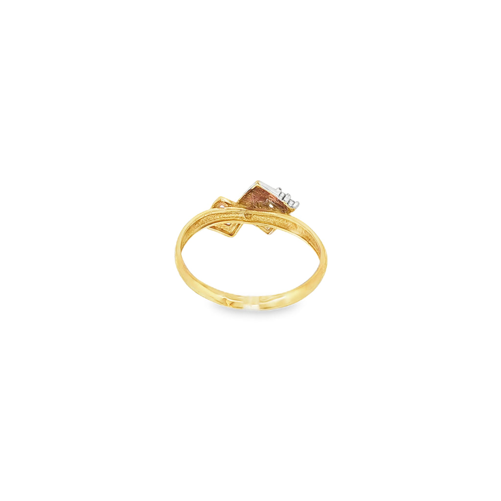 CONJUNTO PENDIENTES Y ANILLO BICOLOR CON CIRCONITAS