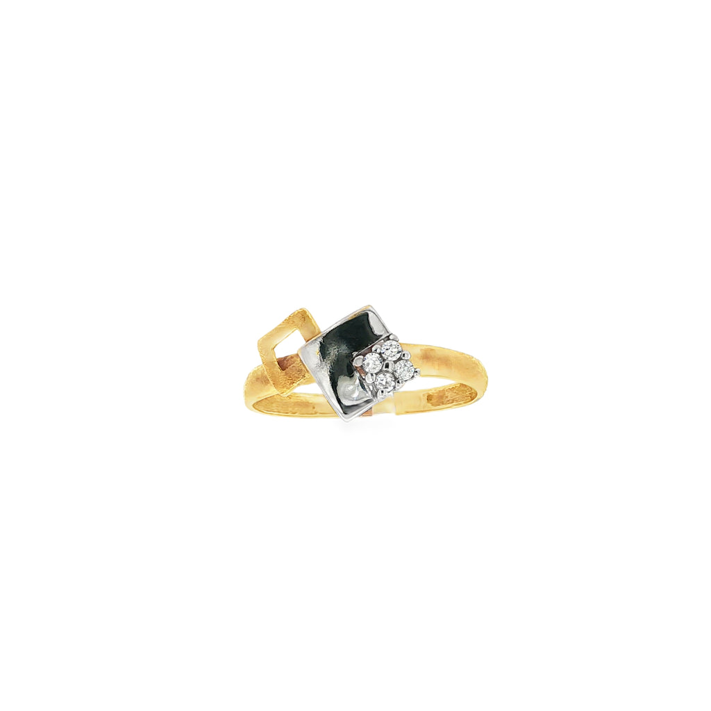 CONJUNTO PENDIENTES Y ANILLO BICOLOR CON CIRCONITAS