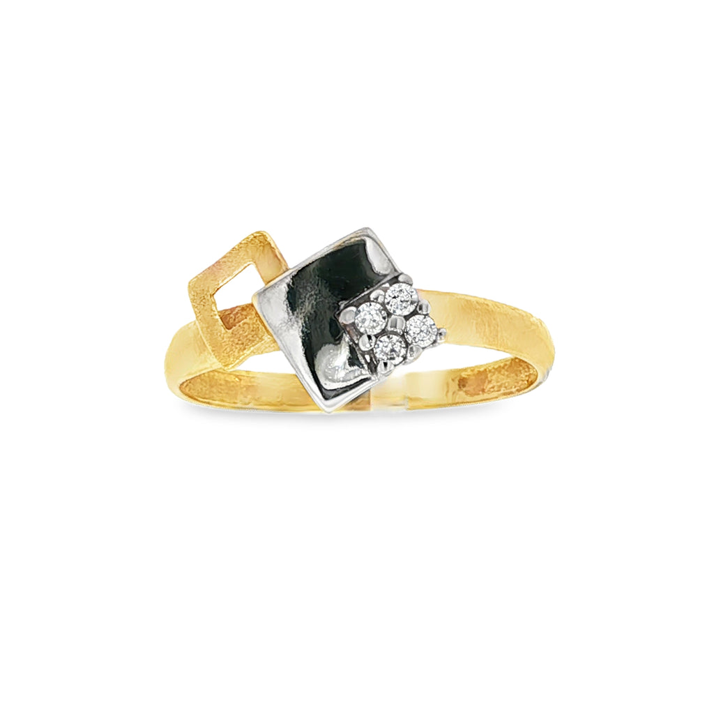 CONJUNTO PENDIENTES Y ANILLO BICOLOR CON CIRCONITAS