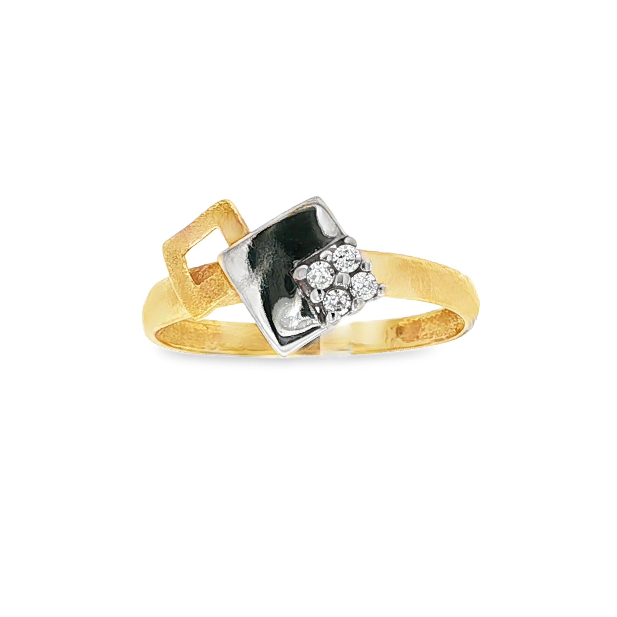 CONJUNTO PENDIENTES Y ANILLO BICOLOR CON CIRCONITAS