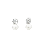 PENDIENTES ORO BLANCO PERLA Y CIRCONITAS